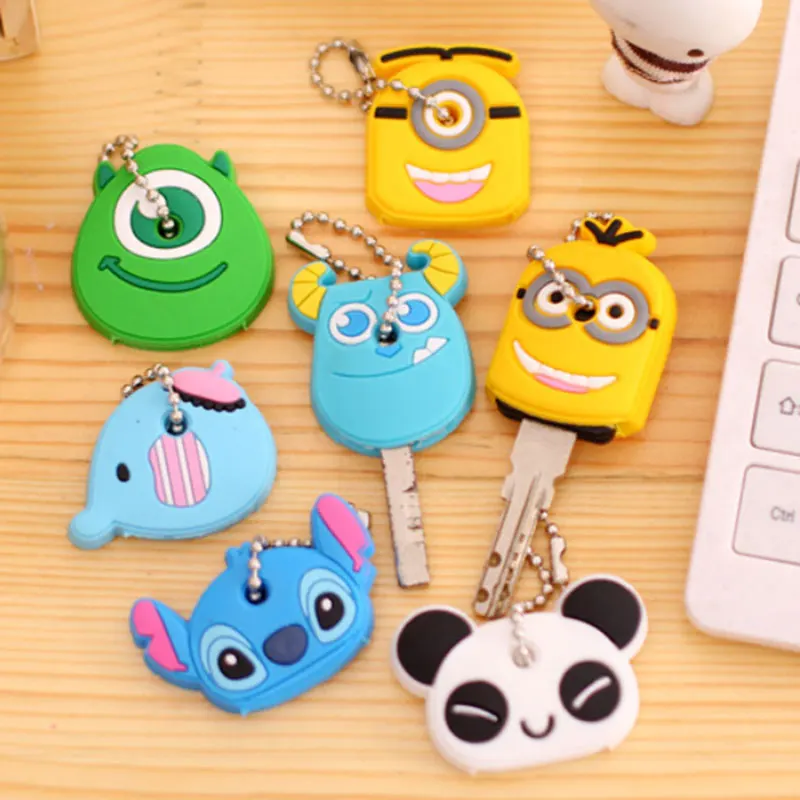 

1pcs cartoon Silicone Protective key Case Cover For key Control Dust Cover Holder Organizer Home Accessories Supplies keychain