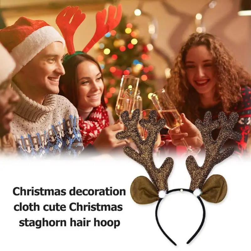 Рождественский обруч для волос с оленьими рогами Ткань Искусство взрослых детей