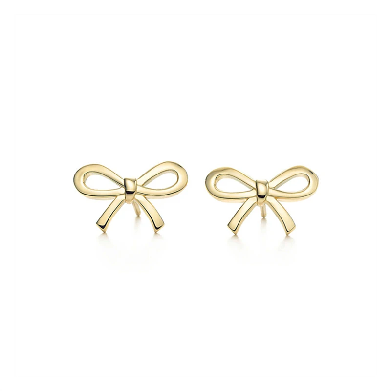 

1:1 925 Sterling Silver Classic Simple Style Bow Earrings, Exquisite Craftsmanship, Holiday Jewelry Gifts For Ladies