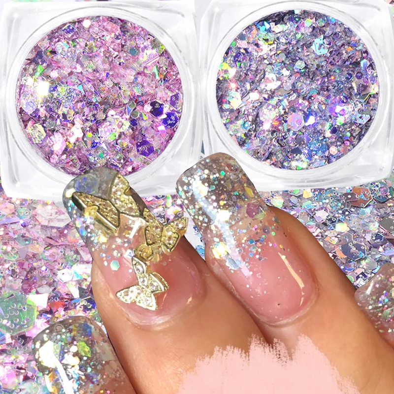 

12 colors mixed irregular round sequins ultra-thin color burst flashing fragments combination nail art sequins nail decorations