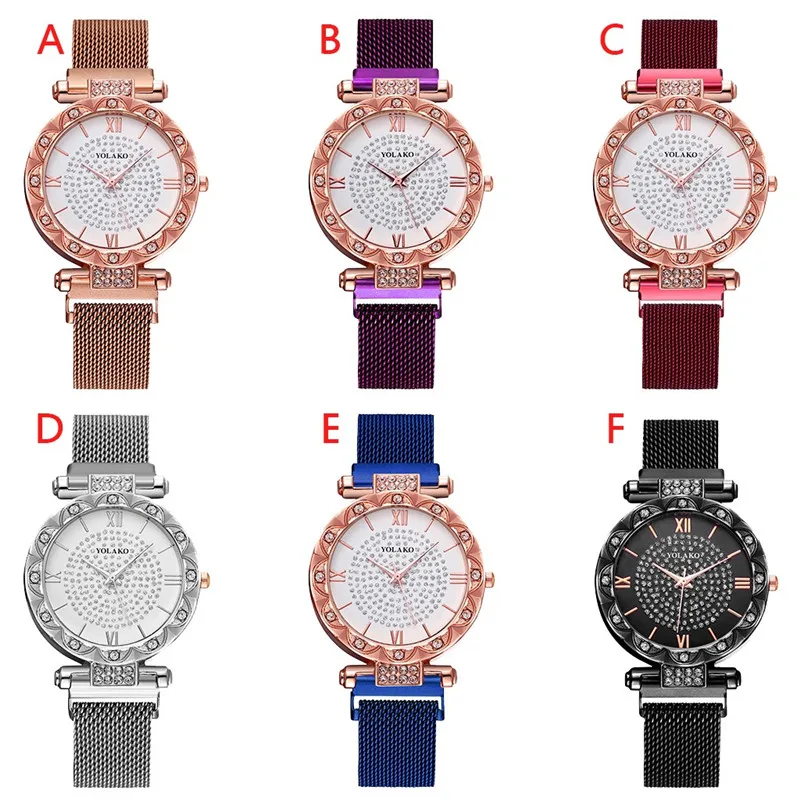 Часы женские модные часы календарь из нержавеющей стали сетчатый ремень