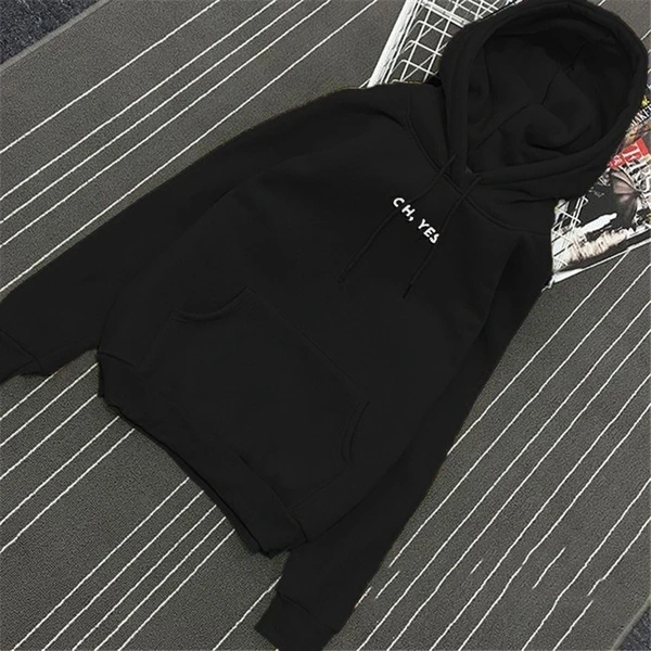 

Autumn Winter Oh Yes Letter Harajuku Print Pullover Thick Loose Women Hoodies Sweatshirts Female vintage pure cotton tees- L375