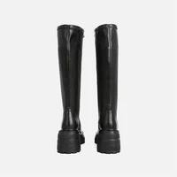mumani woman%e2%80%98s new 2021 knee high boots modern boots genuine leather concise zipper square heel round toe sheepskin work safety