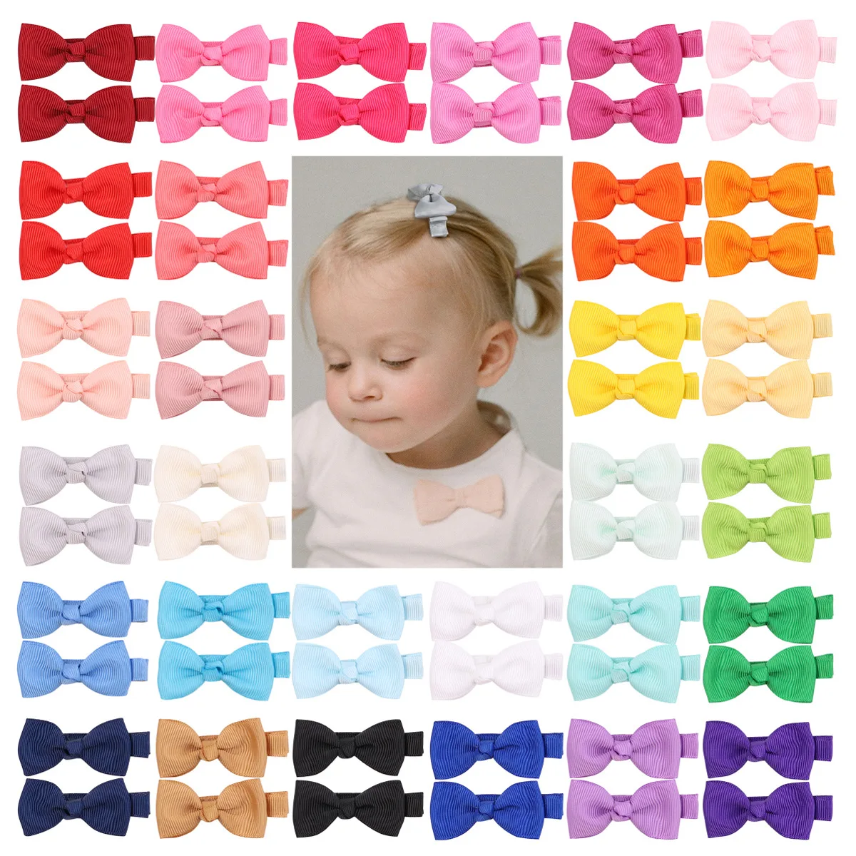 

30pcs/lot Solid Color Ribbon Bow Girls clips Boutique Hair Clip Bows Hairpins children Hairgrip baby Girls Hair Accessories