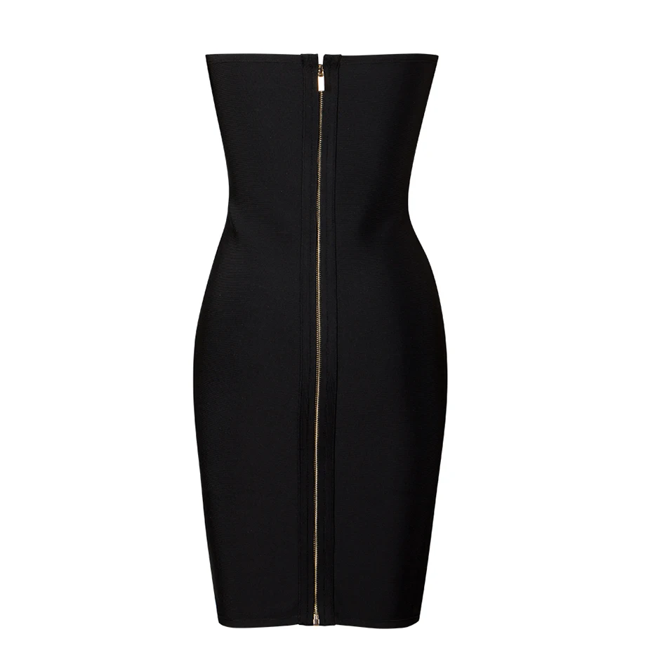 

2020 Summer New Women's Black Fashion Sexy Strapless Rivet Bandage Dress Bodycon Celebrity Club Party Runway Mini Dress