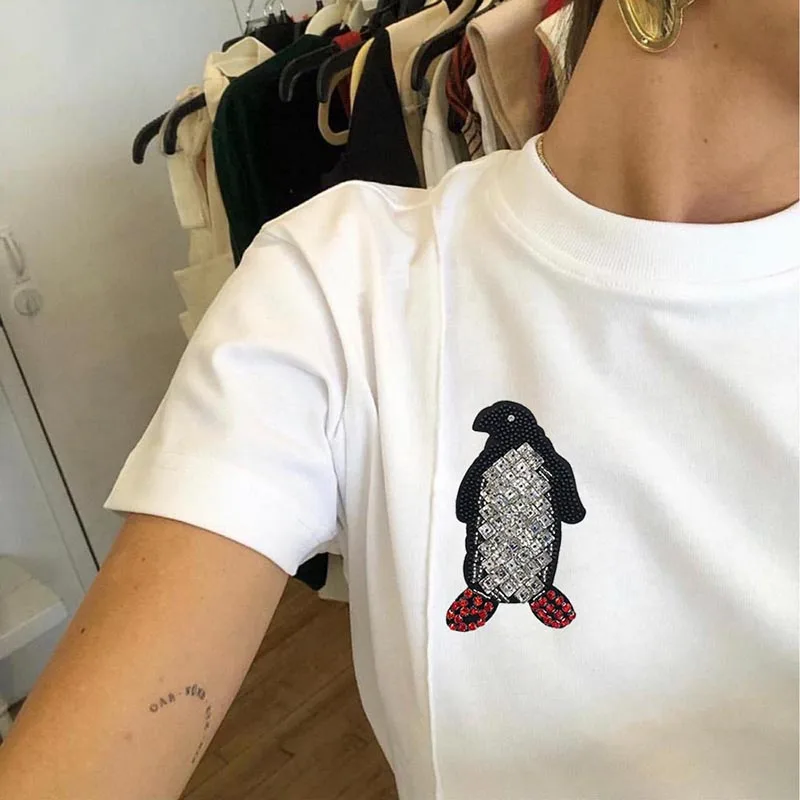 Стразы из бисера с нашивкой Пингвин для одежды пришиван на аппликации одежда