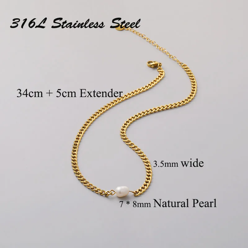 

GHIDBK 2020 New Fashion Stainless Steel Natural Freshwater Pearls Choker Necklaces Women Street Style Collars Necklace Jewelry