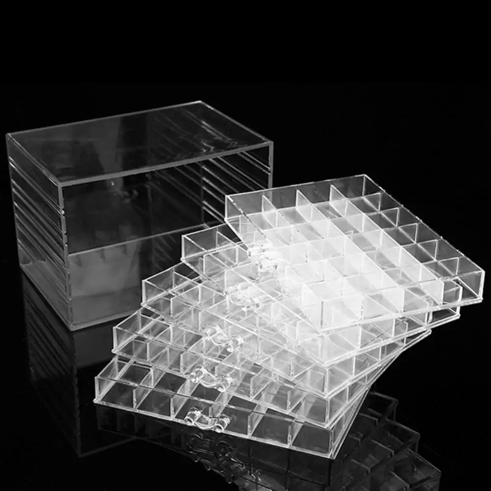 120 Grids Acrylic Earring Earbuds Storage Boxes Removable 5-Layer Makeup Jewelry Drawer Box Transparent Nail Display Organizer | Дом и сад