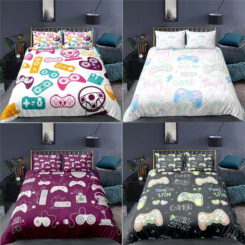 

Домашний текстиль Роскошные 3D игровая консоль с 2/3 шт. удобные постельного белья с пододеяльником и наволочками с узором из комплекты Queen и ...