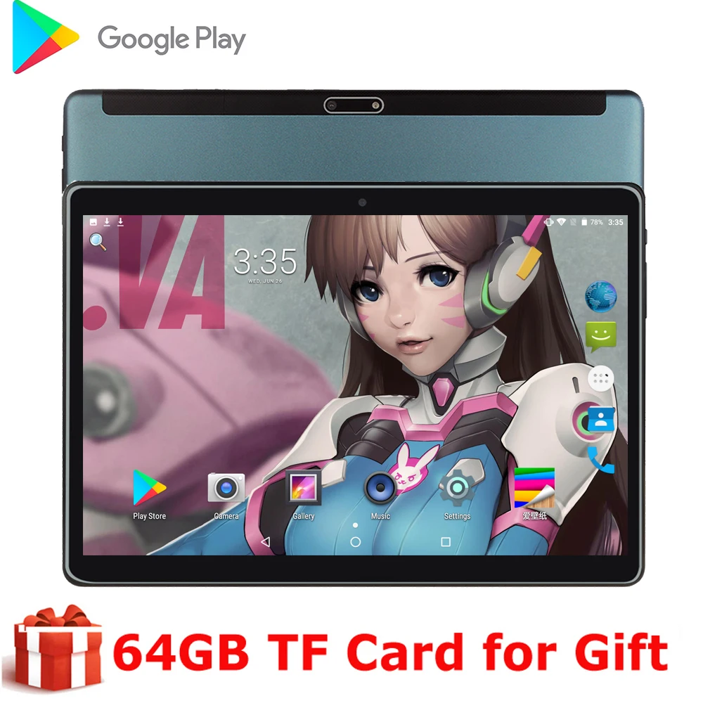 Планшет с 10 дюймовым дисплеем ОЗУ 2 Гб ПЗУ 32 ГБ мя слотами для SIM карт 5 Мп Android 9