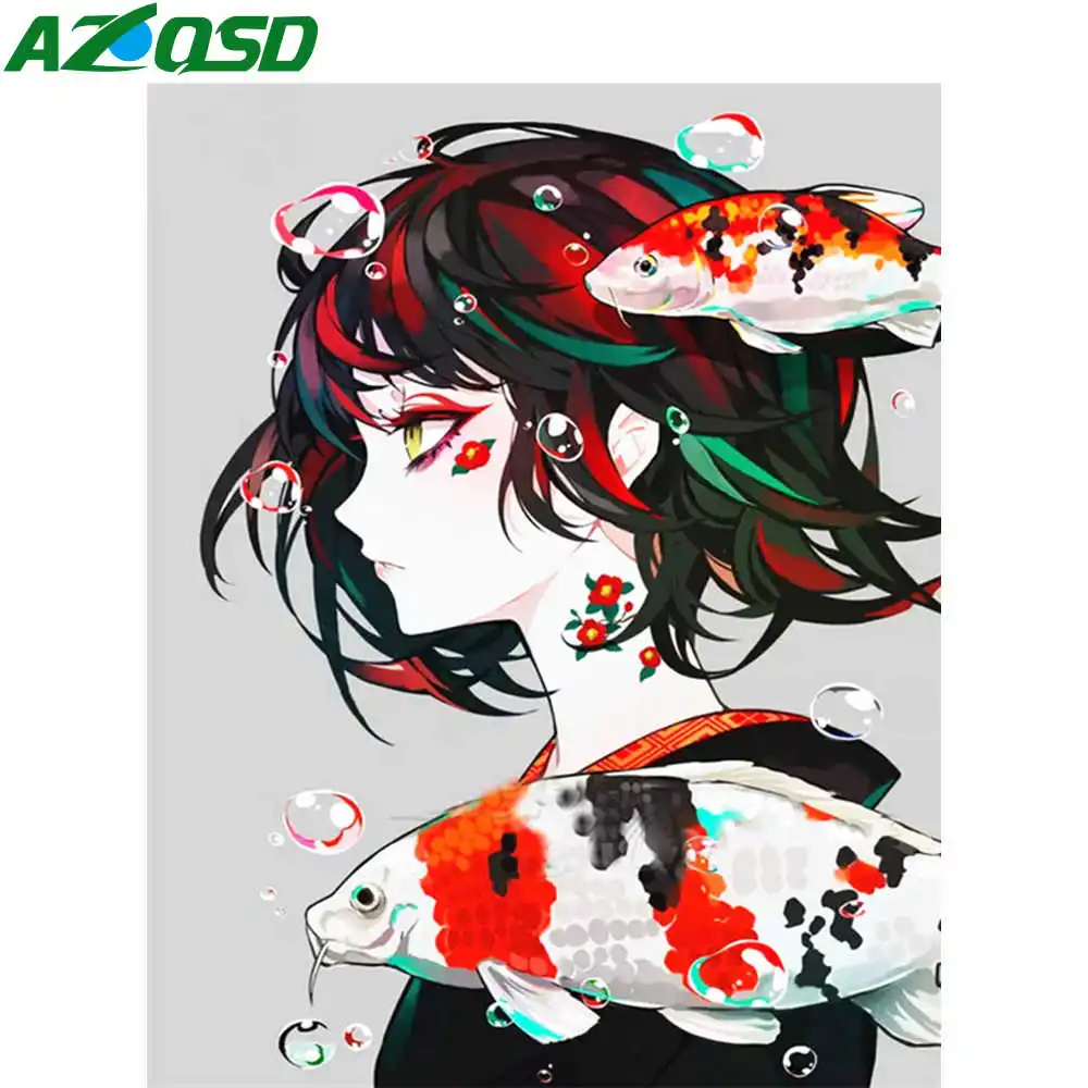 

Картина AZQSD по номерам рыба девушка домашний Декор подарок акриловая картина маслом по номерам ручная краска набор холст Сделай Сам настенн...
