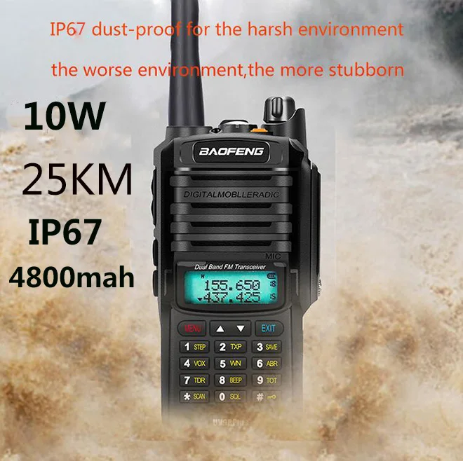 Обновление uv9r Baofeng UV-9R plus 50 км портативная рация 10 Вт 4800 мАч двухстороннее радио vhf uhf ham Радио большой диапазон CB радиостанция