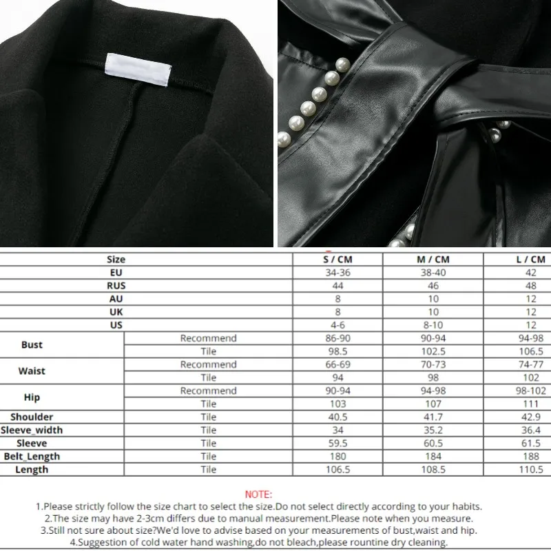 Женское пальто с поясом MissyChilli черное элегантное из искусственной кожи длинными