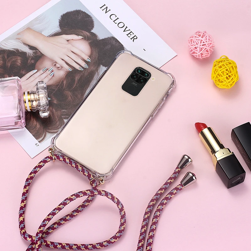 luxury cute lanyard silicone phone case for xiaomi redmi note 11 10 9 8 mi 12 11 t lite pro ultra thin necklace rope cover coque free global shipping
