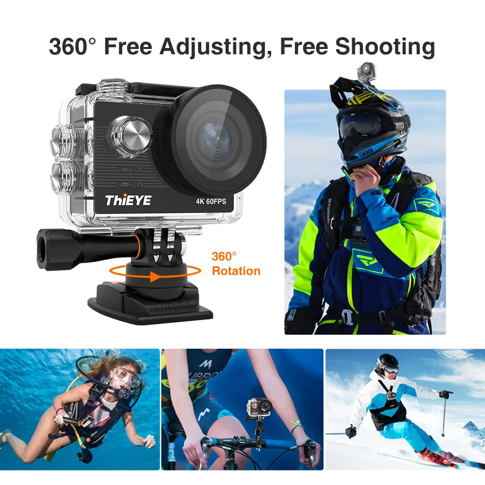 Hieye T5 Pro Ultra HD 4K 60fps сенсорный экран WiFi Экшн камера с дистанционным управлением 60 м