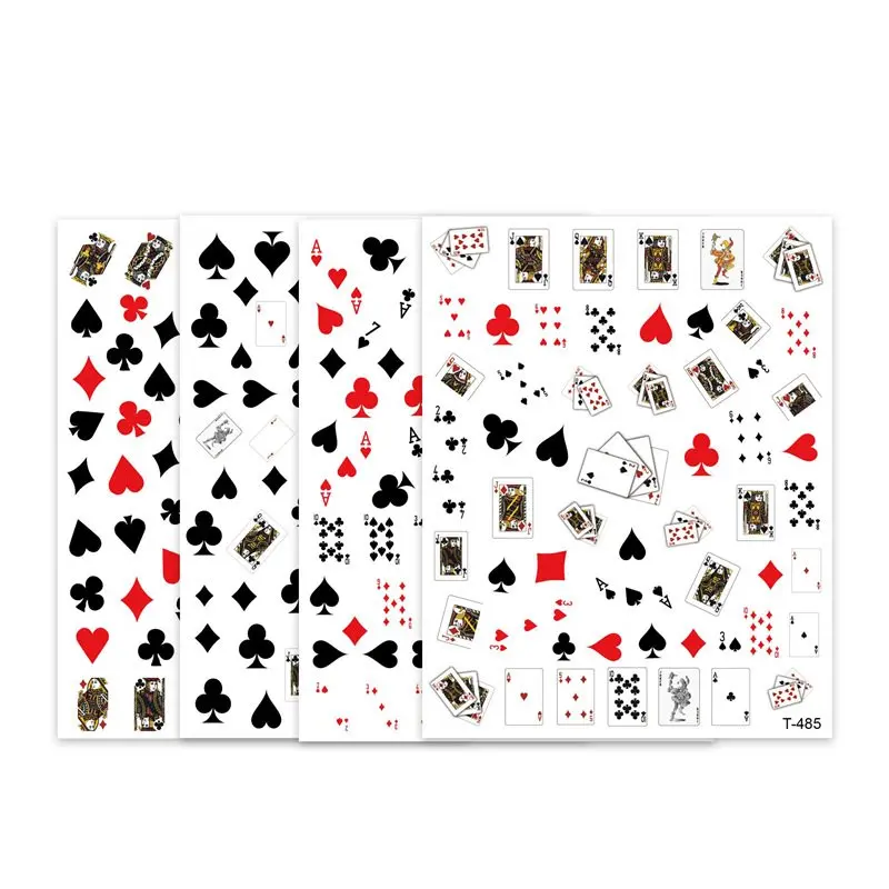 Переводные наклейки для ногтей 2 листа с игральными картами инструменты