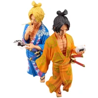 bandai anime one piece action figures 18cm portgas d ace sabo kimono series pvc collection ornaments model toy gift for boy