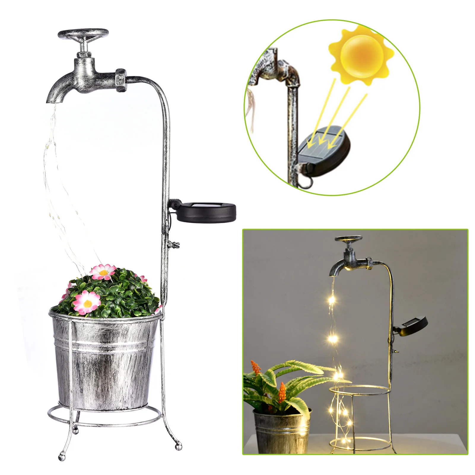 

Home Garden Watering Can Stake With Lights For Garden Art Light Decor Solar Water Faucet Planter Light Lawn Art Outdoor Decor
