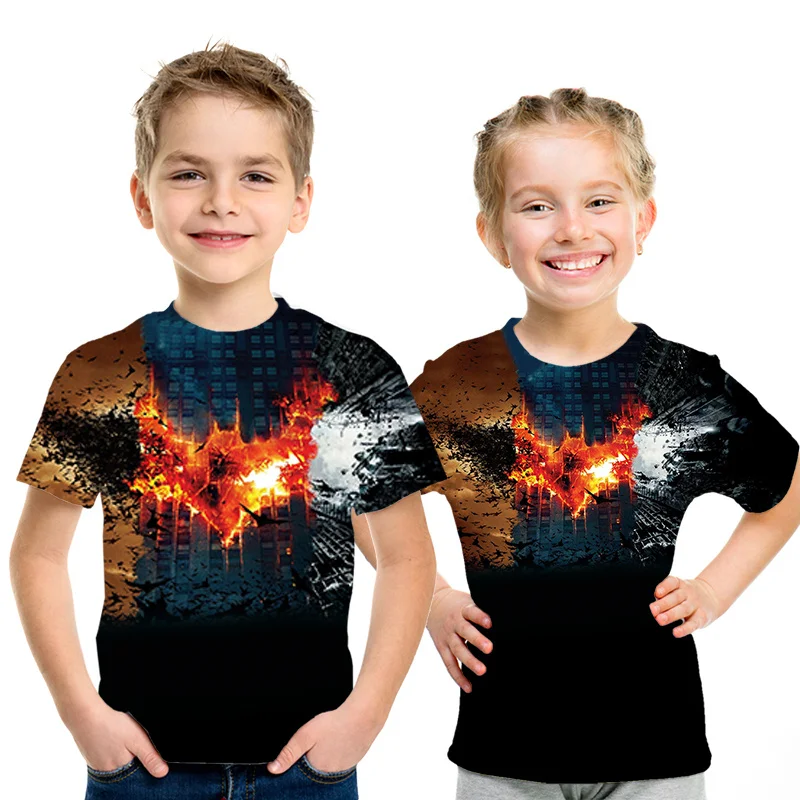 Футболка для мальчиков и девочек с 3d принтом бэтмен в стиле Харадзюку короткими