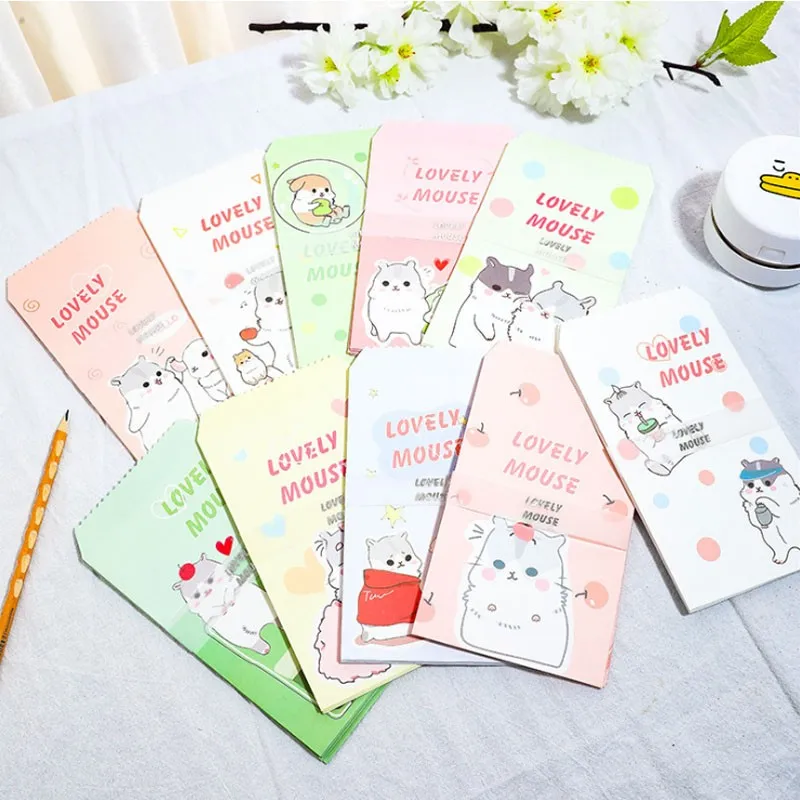 

10pcs Kawaii Blessing Written Greeting Invitation Letter Animal Mouse Stationery Student Gift Cartoon Green 20*11cm Envelope