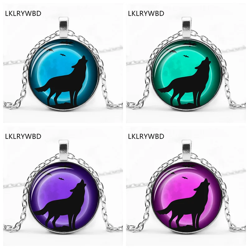 Модное красочное ожерелье волка дикого выпуклая круглая стеклянная