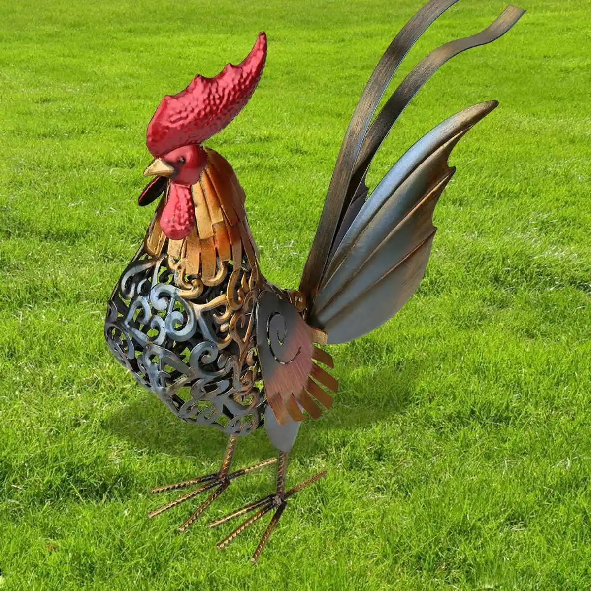 Металлическая скульптура TOOARTS резной Железный петух предметы домашнего