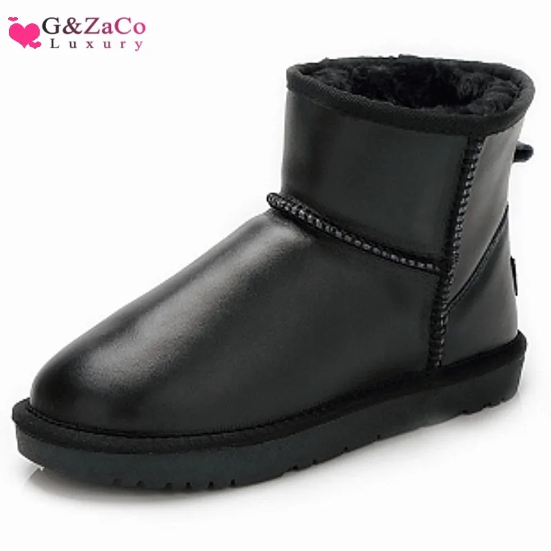G & ZaCo Роскошные водонепроницаемые ботинки для снега из коровьей кожи натуральной