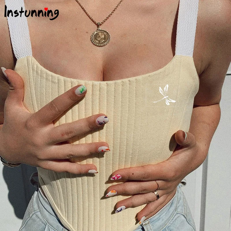 

Instunning Crop Top Women Sexy Camisole Sleeveless Summer Tank Tops Back Bandage Casual Backless Slim Casual Fashion Cropped Top