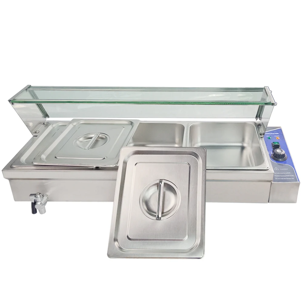 Коммерческий подогреватель пищи Bain Marie 3 кастрюли полностью из нержавеющей стали