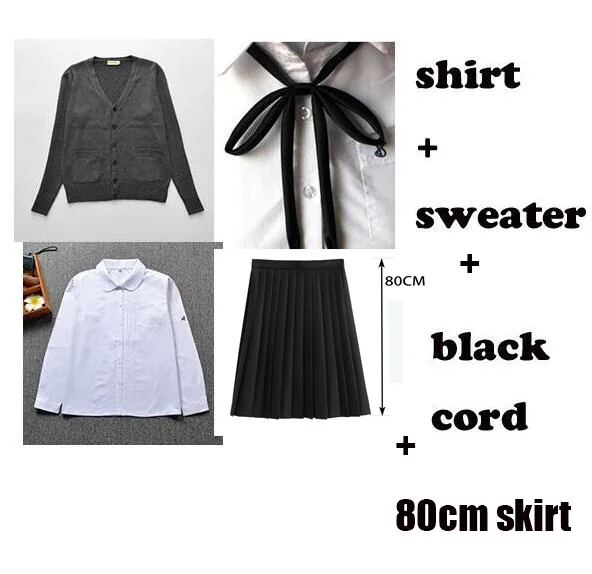 80cm skirt set Плиссированная юбка на рост 60-80 см школьная форма с длинными рукавами одежда для студентов класс японская Униформа JK рубашка Длинная юбка пальто три/комплект JK005 - Цвет: 80cm skirt set