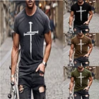 Мужская футболка с 3D-принтом Иисуса Христа, Повседневная универсальная модная уличная одежда большого размера с короткими рукавами и круглым вырезом, лето 2021