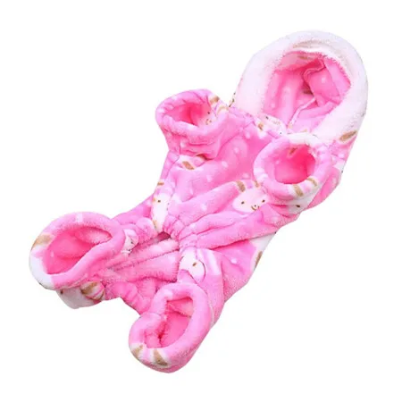 pink Пальто с капюшоном и рисунком коровы для питомцев, собак, зимняя теплая куртка с капюшоном, унисекс, 4 ноги, рукав, свитер, одежда для щенков, собачка, одежда# B20 - Цвет: pink