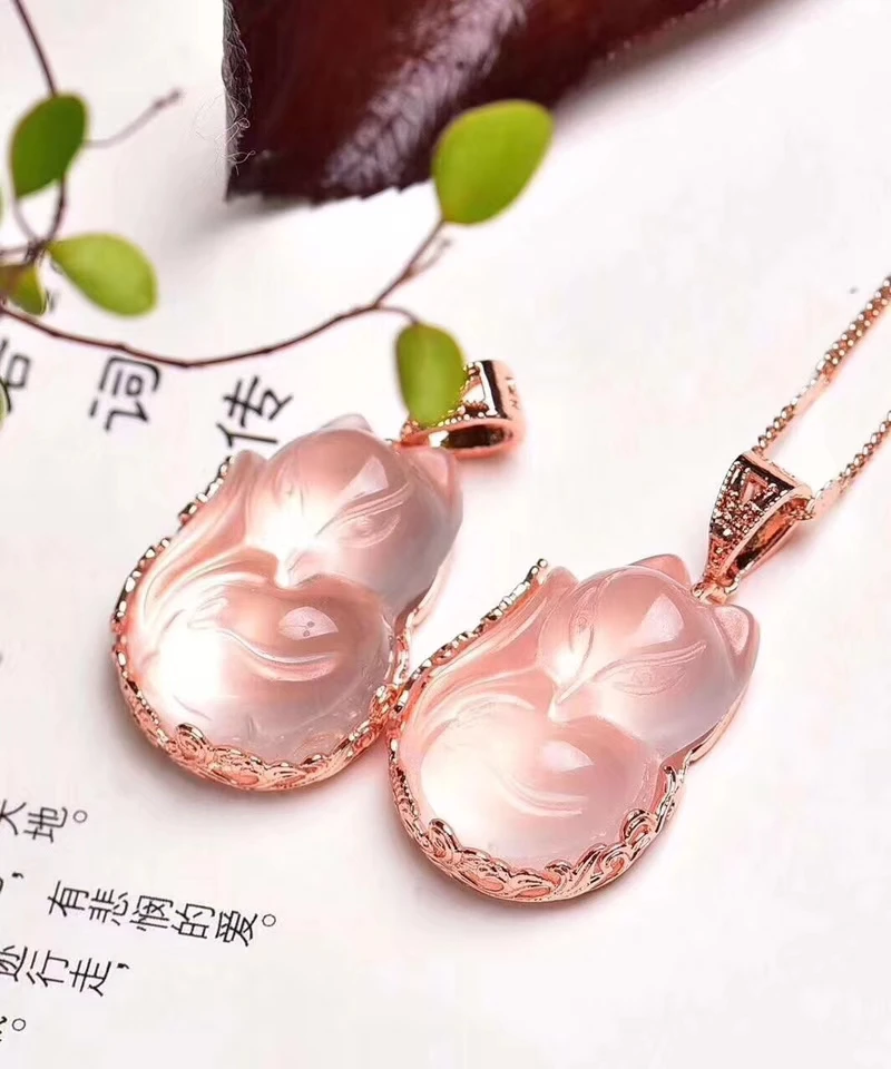 Цепочка с подвеской в виде светильник ды из розового кварца 26 х17 мм|Подвески| |