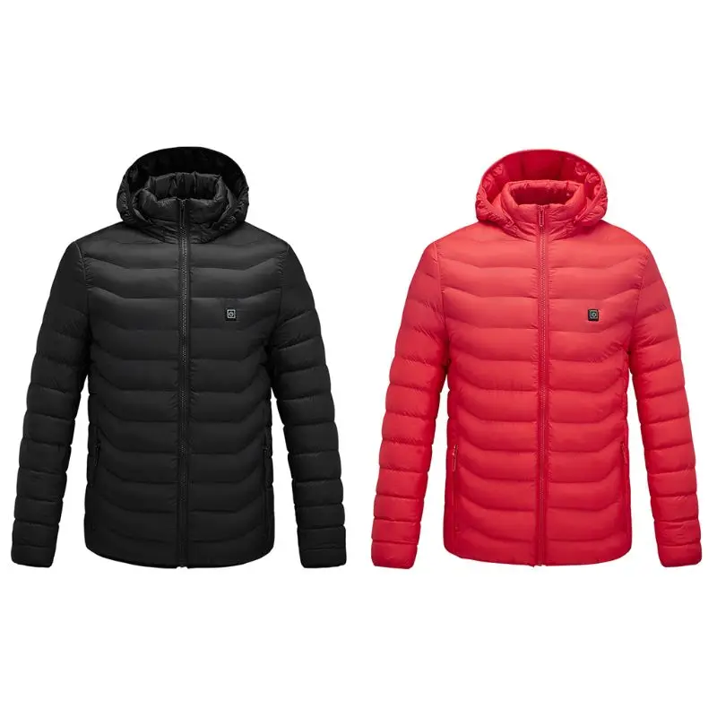 

Men Women Heated Vest Coat USB Electric Long Sleeves Warm Heating Hooded Jacket 090F