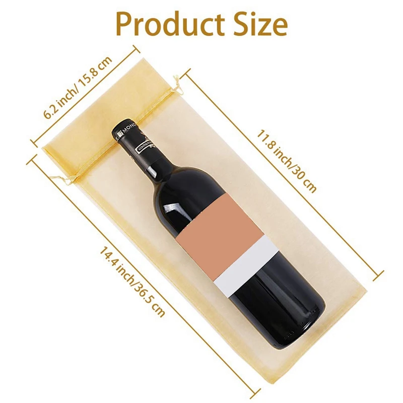 Упаковочный мешок из органзы для вина Подарочная прозрачная сетчатая бутылка