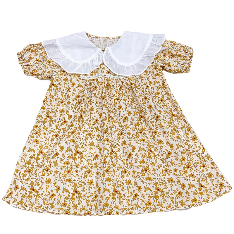 

2021 Girls Lapel Floral Casual Dress Children's Clothing Wholesale Kids Clothes Princess Dress
