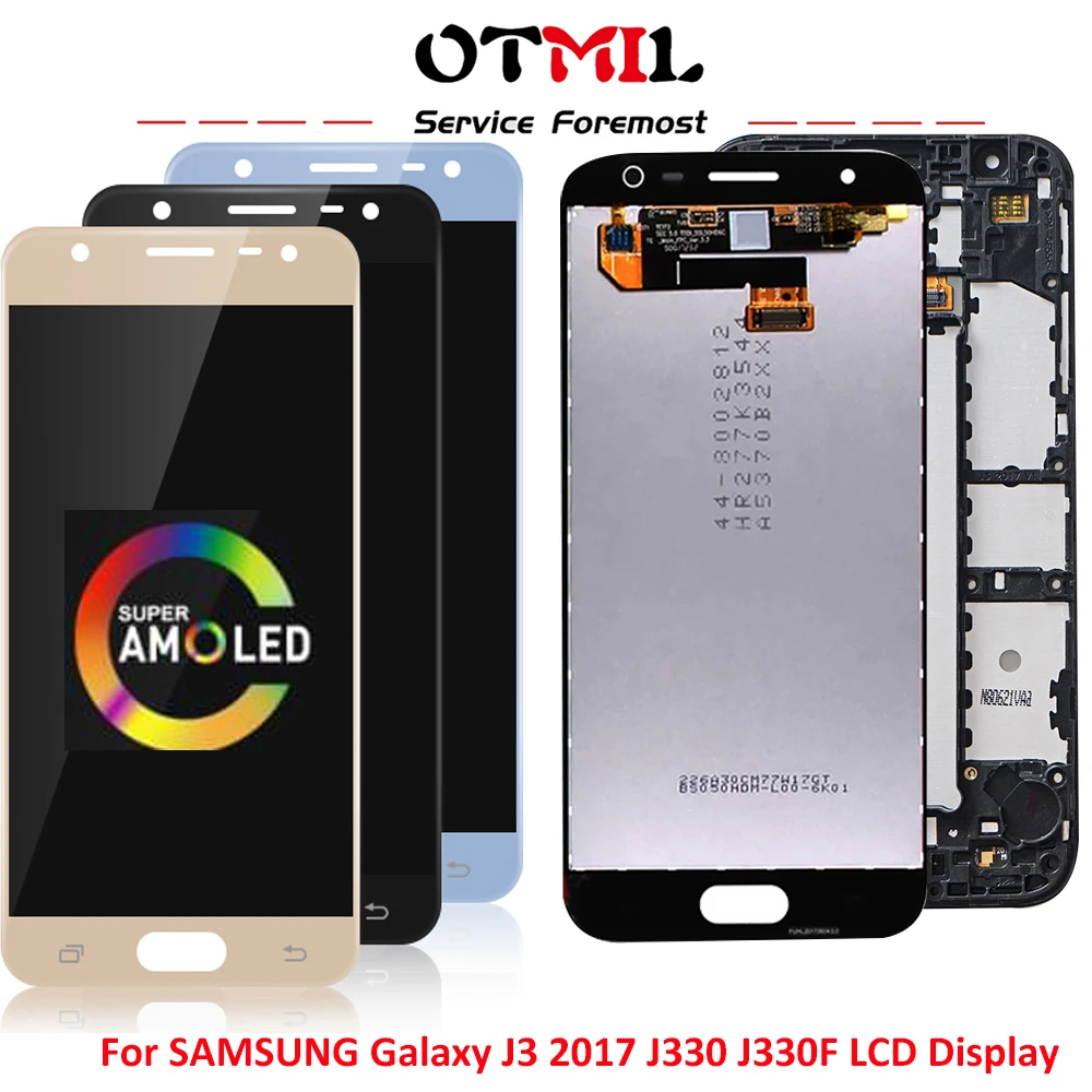 

Super AMOLED 5,0 дюйма для SAMSUNG Galaxy J3 2017, ЖК-дисплей с сенсорным экраном, дигитайзер, рамка для SAMSUNG J3 SM-J330, J3 Pro, J330, J330F, J330, ЖК-дисплей