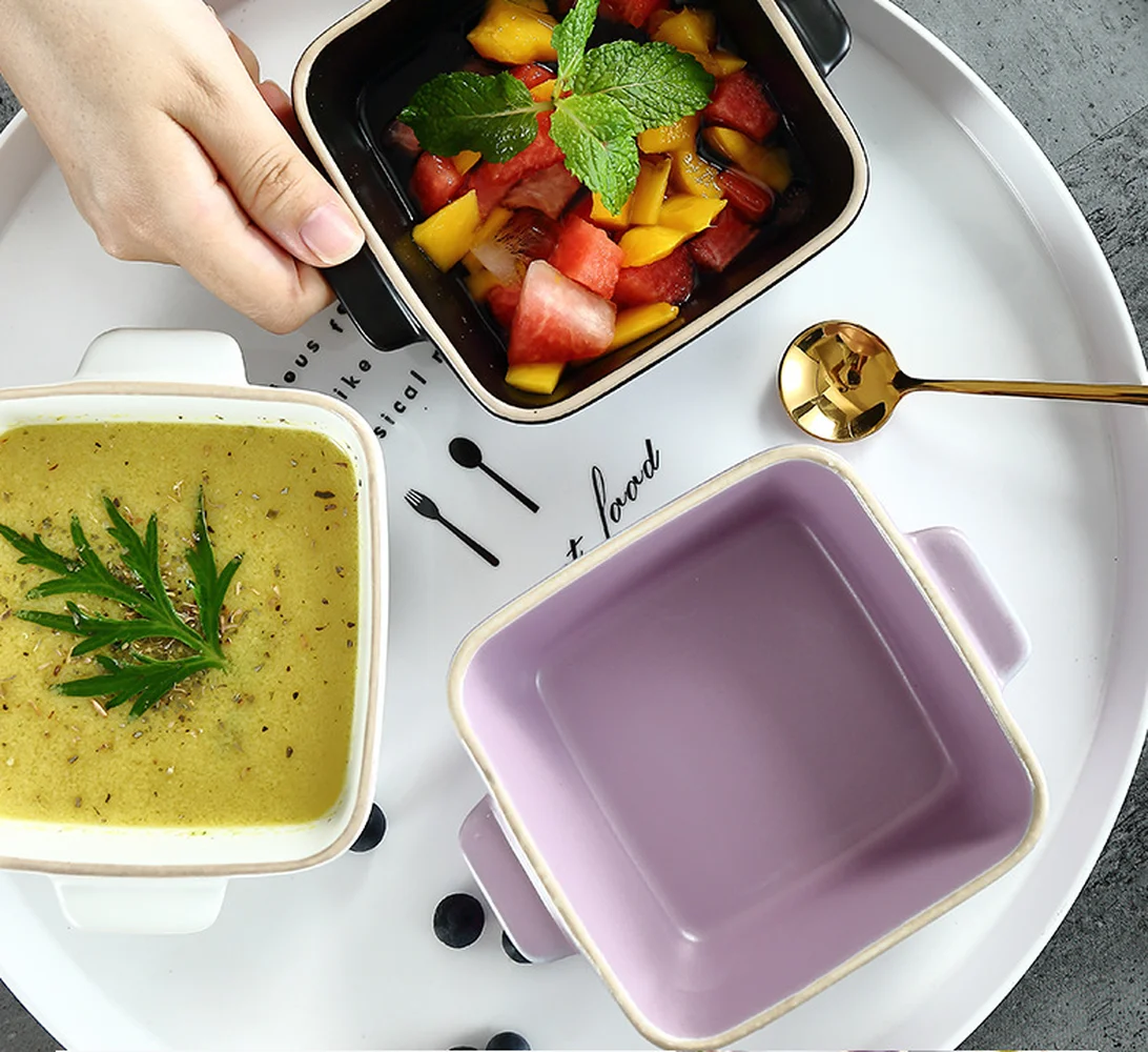 14 4*4 6 см простая Квадратная тарелка для выпечки бинауральные миски макаронных