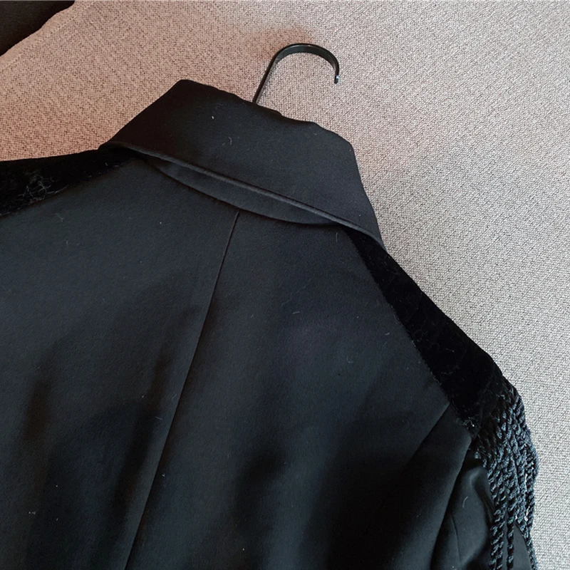 

New HIGH STREET Fashion 2021 Fall Winter Designer Stylish Jacket Women's Slim Fit Tassel Jacket