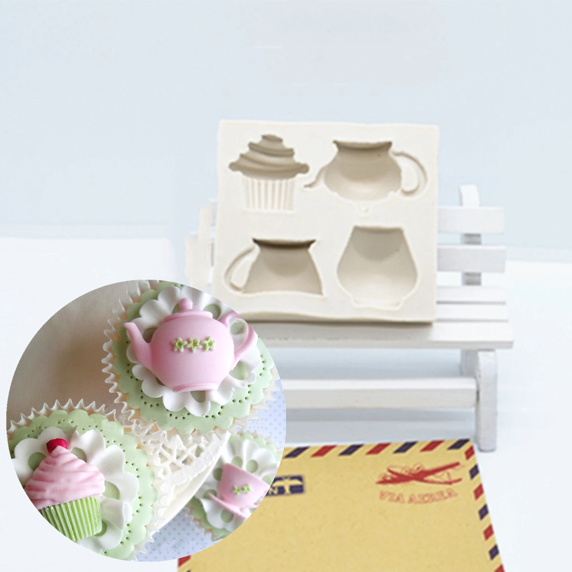 1 шт. 3D чашка Форма силиконовый Fondant (сахарная) пресс-форма для самостоятельного