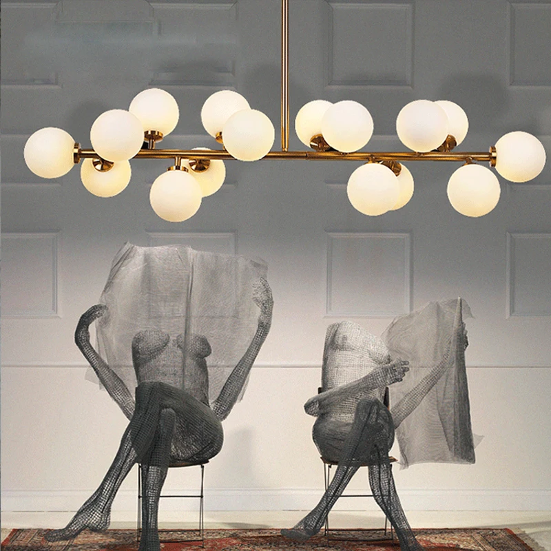 

Современная светодиодная подвесная люстра Magic Bean, освещение для гостиной, обеденная люстра RoMaom G4, золотистая/черная, белая стеклянная лампа,...