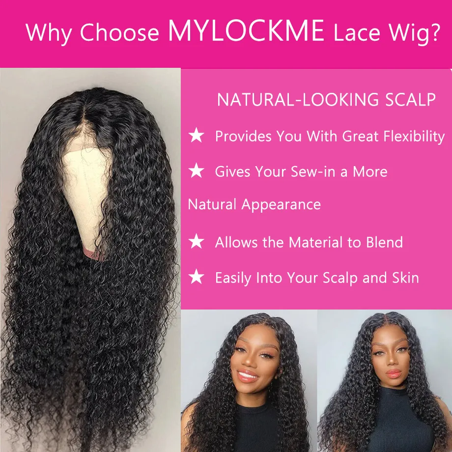 

Curly 13x4 Lace Front Wigs Human Hair Wigs Peruvian Remy Hair Pre-plucked Lace Front Wig For Women MYLOCKME Hair Free Shipping