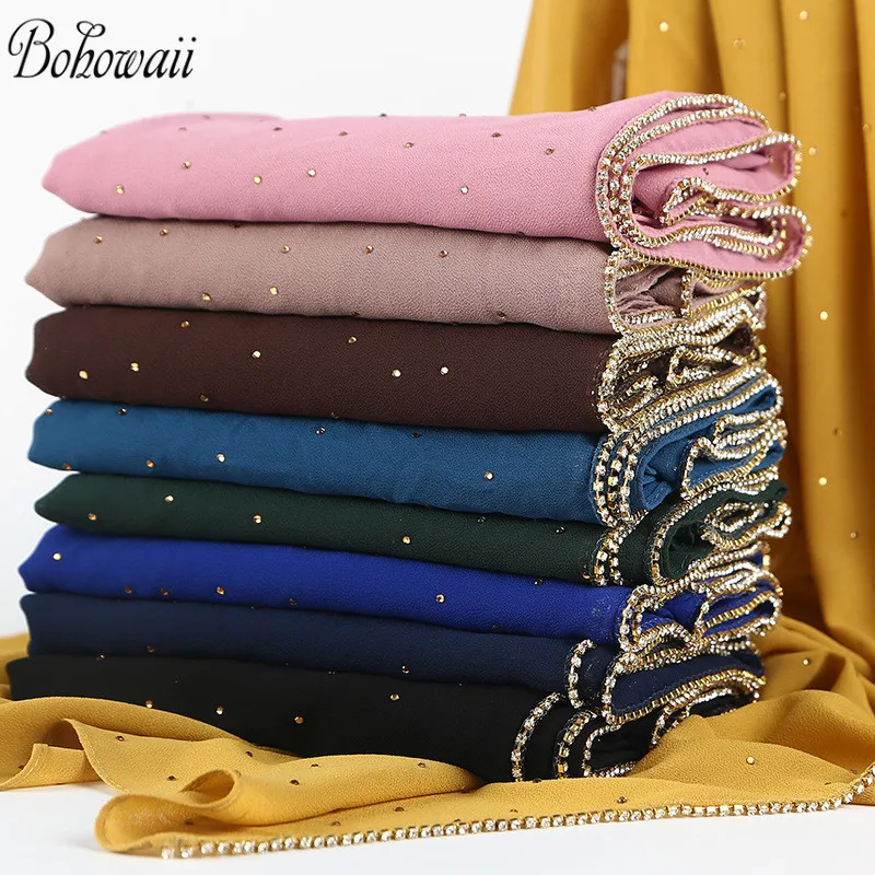 BOHOWAII модный мусульманский шарф хиджаб для девочки Femme Voile Mousseline Hijabi шифон