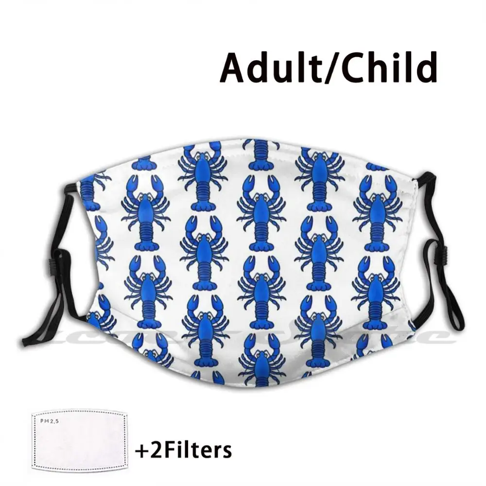 Синяя Маска для Раков тканевый многоразовый фильтр печати моющиеся синие раки