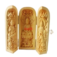 3pcs chinese 100 woodcarving buddha boxwood buddha