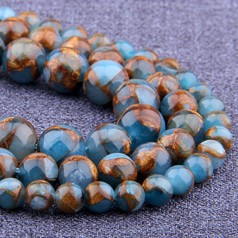 Бусины из натурального жемчуга небесно голубого перегородчатого камня Гладкие