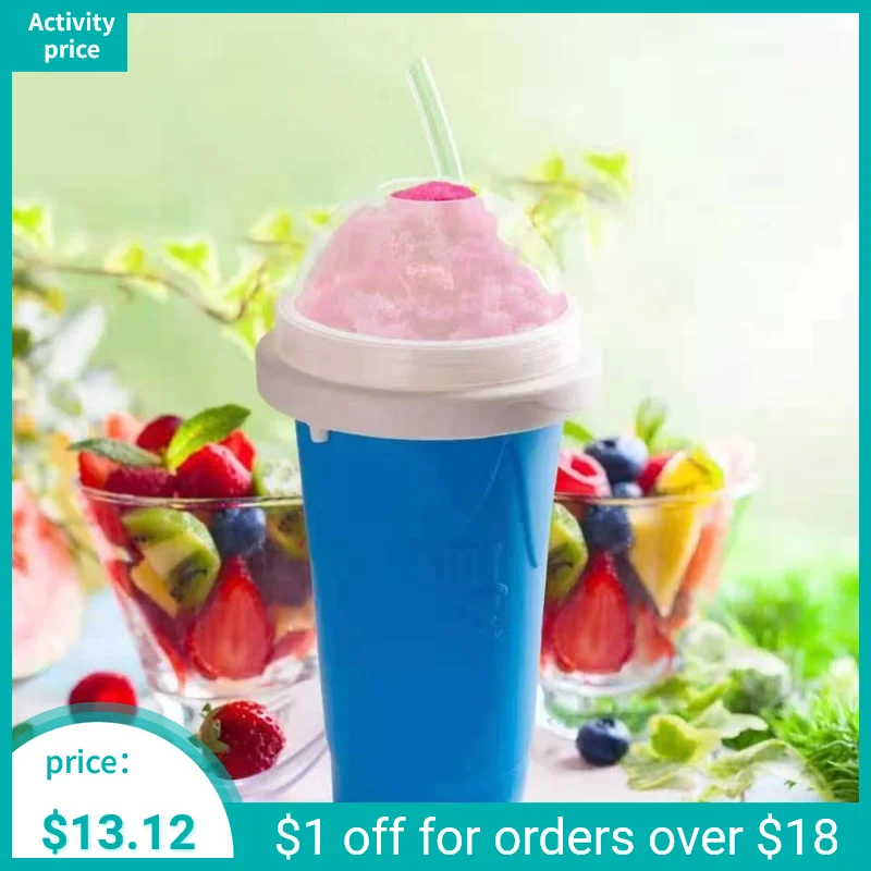 

Summer DIY Smoothie Cup Pinch Into Ice Cup Silicone Double Layer Homemade Ice Cream Milkshake Juice Cup Summer Cold Keeping Cup