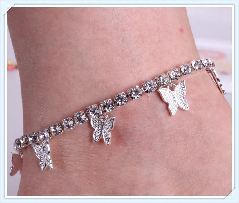 Бабочка в стиле Бохо пляжные ножные браслеты Стразы с украшением виде кристаллов