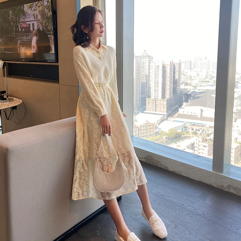 

Match with Coat Skirt Inner Wear High-end Affordable Luxury Temperament Overknee Long Skirt Lace Dress Rac