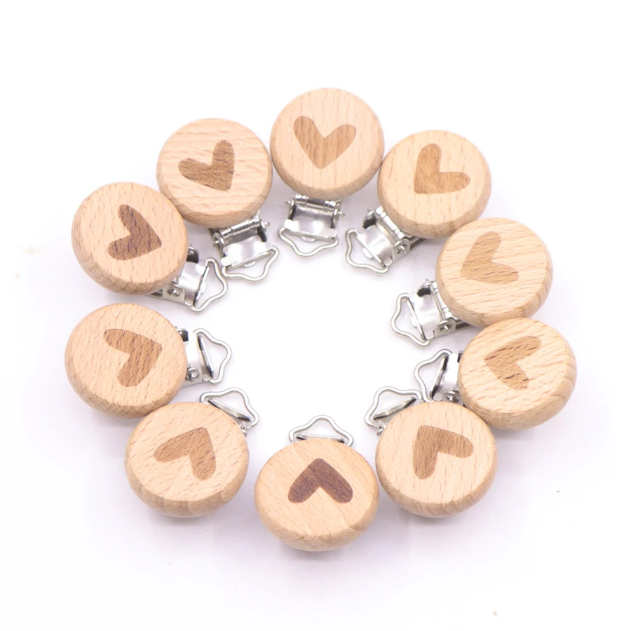 5 uds 5 Estilo encantador haya de madera Clip de animales de dibujos animados patr&oacute;n de idiota Cadena de chupete para beb&eacute; mordedor Clip para chupete Accesorios-3
